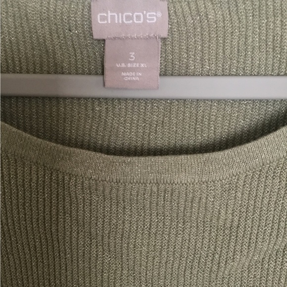 NWT CHICO’S SPARKLE Pull Over Round Neckline Long Sleeve SWEATER Cool Sage-XL-3 - Picture 6 of 16
